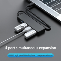 Hub USB 3.0 de 4 Puertos, 5Gbps, Divisor USB, Entrada USB Tipo C, 4 Puertos USB 3.0, Base de Conexión para Laptop, PC, MacBook, Teléfono