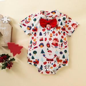 En Existencia, Mameluco Navideño 100% Algodón para Bebé, Mamelucos para Niños Pequeños, <span class=keywords><strong>Ropa</strong></span> para Recién Nacidos con Lazo - Product Image 2