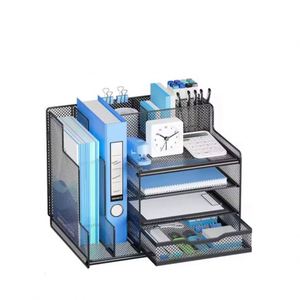 Office Metal Desk <b>Organizers</b> and Accessories 4-Tier Paper Letter Tray <b>Organizer</b> Desk Paper <b>Organizer</b> with Folder and Pen Holder - Product Image 1