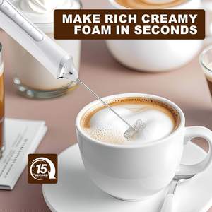 เครื่องตีฟองนมแบบมือถือสำหรับกาแฟ ขายส่ง เครื่องผสมเครื่องดื่มแบบชาร์จไฟได้ พร้อมหัวตี 3 ระดับความเร็ว - Product Image 4