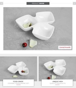 Platos de Cerámica de Diseño Simple con 3 Compartimentos para Servir <span class=keywords><strong>Tapas</strong></span>, Postres, Platos de Porcelana para Catering - Product Image 5