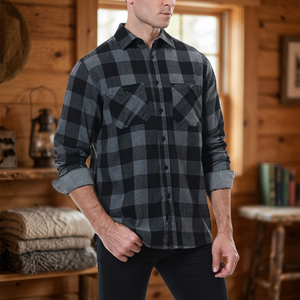 <b>Flannel</b> Fabric Knitted Superior Multi Color Solid Anti-Wrinkle Breathable Polyester Vintage Button Collar Short Sleeve <b>Shirt</b> - Product Image 3