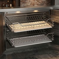 Meuble de rangement de cuisine chinois en acier inoxydable avec tiroir coulissant en fil métallique, design moderne, multifonctionnel et écologique