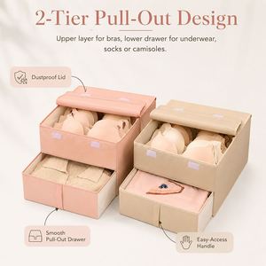 Boîte de rangement empilable en tissu sergé pour tiroirs, avec compartiments divisés, pour chaussettes et sous-vêtements (vente en gros) - Product Image 4