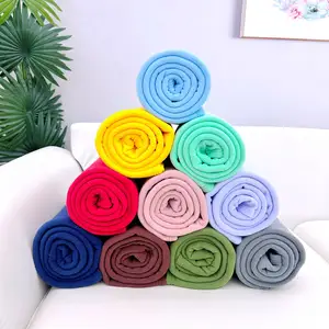 Toptan Polar Polar özelleştirilmiş seyahat atar battaniye logosu iki yan fırça 100% polyester düz renk baskılı promosyon battaniye