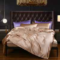 Textile de maison Satin soie tissu taie d'oreiller 4PC drap de lit linge de lit ensemble couette ensemble Double ensemble de literie