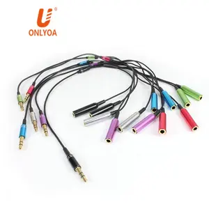 2 double female y socket jack aux 3.5mm trrs 4pole stereo audio cable male to Y Headphone Splitter