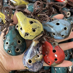 1 pièce Ocarina artisanale à 6 trous, effet four, petite goutte d'eau, avec cordon de suspension - Product Image 5