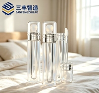 Tube carré transparent mini pour brillant à lèvres avec bouchon à vis en plastique, 3 ml, étiquettes OEM personnalisées
