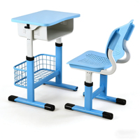 Table d'étude ergonomique en métal pour enfants avec tiroir pour ordinateur portable, crochet pour casque, hauteur réglable, bords arrondis pour l'école, la maison, la salle de classe