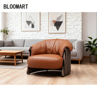 Fauteuil d'appoint de luxe en cuir de vachette, style Mid-Century Modern, confortable pour la maison, le bureau ou le salon