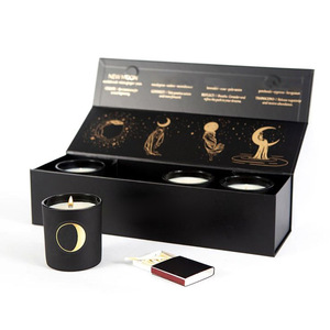 Vela vacía personalizada con precio al por mayor, caja <span class=keywords><strong>de</strong></span> envío Premium, Juego <span class=keywords><strong>de</strong></span> 4 piezas, papel negro, cartón, papel para regalo, caja para velas - Product Image 2