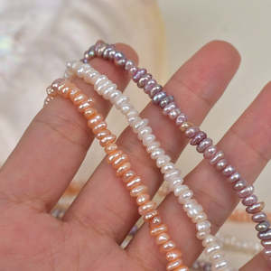 สร้อยคอมุกน้ำจืดแท้ทรงบาร็อคขนาด 4-5 มม. 1255 เม็ด ร้อยแบบไม่เรียบร้อย วัสดุทำเครื่องประดับมุกเม็ดเล็กสวยงาม - Product Image 6