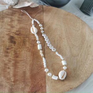 Lanière de <span class=keywords><strong>téléphone</strong></span> portable en perles de bohème, Imitation de perle, coquille naturelle, étoile à cinq branches, <span class=keywords><strong>chaîne</strong></span> de <span class=keywords><strong>téléphone</strong></span> portable en perles - Product Image 4