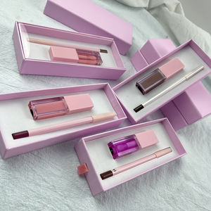 自有品牌2合1液体唇彩油唇线笔套装批发豪华唇彩套装包装 - Product Image 2