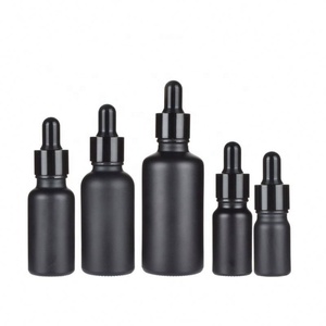 Refillable 5ml 10ml 15ml 20ml 30ml <b>50ml</b> 100ml Round Black Matte Glass Serum Essential Oil Tincture Dropper <b>Bottle</b> - Product Image 6