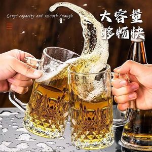 Star Diamond Beer Mug Large Capacity Transparent Glass With Handle Thickened Heat Resistant For Party Home Use - Product Image 3
