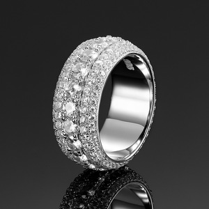 VVS 5 <span class=keywords><strong>rows</strong></span> moissanite Vòng unisex rắn 925 Bạc moissanite Pinky Hip hop vòng hip-hop đồ trang sức - Product Image 4