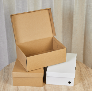 Boîte pliante écologique recyclable à couvercle rabattable en carton ondulé épais, disponible en versions kraft et blanc, idéale pour les cadeaux et l'artisanat - Product Image 1