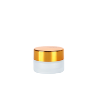 Guci krim beku 5g, botol kaca kosmetik bulat dengan tutup & garis dalam dapat diisi ulang wadah Makeup untuk krim Lotion