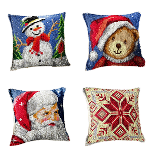 Durable Christmas Textile Crafts Canvas Pillows Santa Hats and Tree Skirt Damask Pattern Cross Stitch Decorative Items
