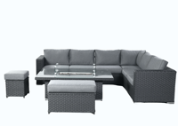 Ensemble de Meubles de Jardin en Rotin Moderne Gris Foncé Zen-yard Étanche, Durable, avec Fauteuil Inclinable, Canapé de Jardin et Table Basse pour Hôtels et Parcs