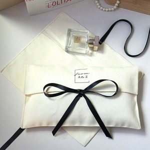 Eco-friendly Durable Custom Logo <b>Printing</b> Cotton Twill Envelope Bag Vivid Makeup Cosmetic Perfume Packaging Cotton Dust Pouch - Product Image 5