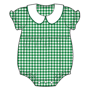 Yaz kısa fırfır kollu rahat 100% pamuk dokuma bebek kabarcıklar kızlar pembe ekose tulum toplu - Product Image 4