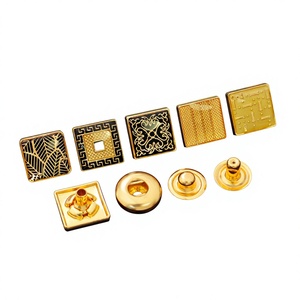 Luxury Metal Snap <b>Buttons</b> Set Square Round Embossed Pattern Nickel-Free for Shirt Thobe Clothing - Product Image 4