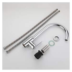 Robinet de cuisine à poignée unique en acier inoxydable chromé, design moderne, robinet de lavabo pivotant monté sur le pont pour hôtels, hôpitaux - Product Image 2