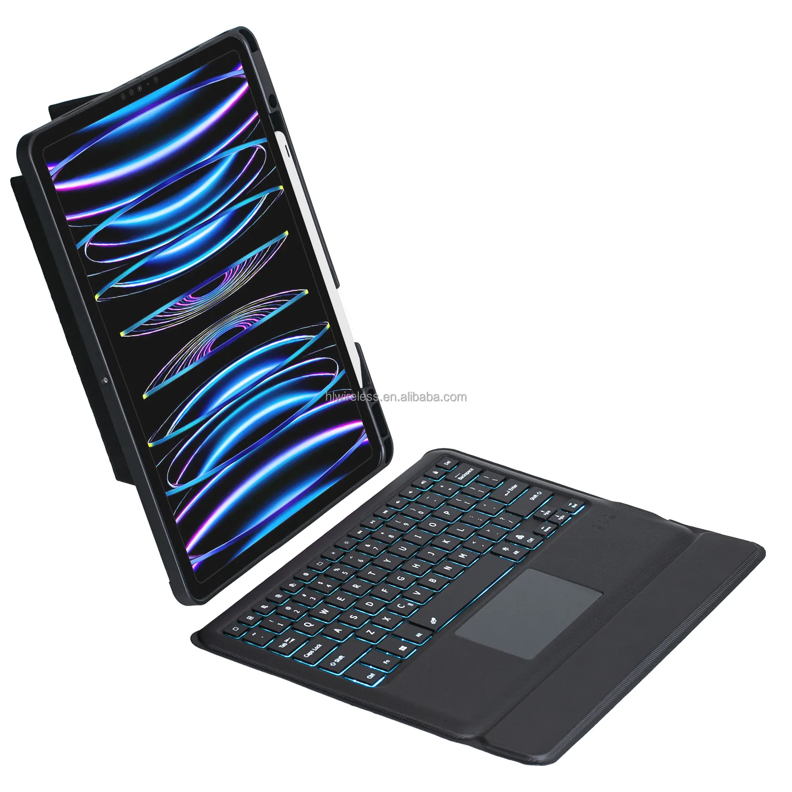 Slim Smart Folio Case with Trackpad Keyboard for iPad Air 5th 4th generation 10.9 2022 2020 RGB Backlit Custom Language Logo