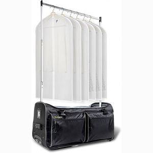 BSCI BSCI Rolling Dance Costume Bag with Hanging Cosmetic Collapsible <b>Suitcase</b> and Garment Rack - Product Image 1