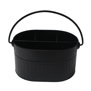 Caddy Holder With Handle <b>White</b> Powder Coated Metal Caddy Storage Handmade Round Shape <b>Kitchen</b> Utility Holder Best Seller - Product Image 6