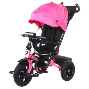 Vélo de course pour enfants à <span class=keywords><strong>3</strong></span> <span class=keywords><strong>roues</strong></span> en caoutchouc Tricycle pour enfants de 12 pouces avec tige de poussée Trike pour enfants avec certificat CE pour l'intérieur et l'extérieur - Product Image 1
