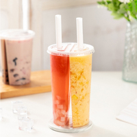 Wegwerp transparante PP plastic beker met dubbele compartimenten en deksel voor bubble tea, fruitthee, koffie en afhaalverpakkingen met twee smaken