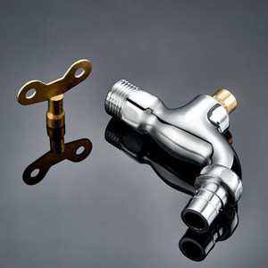 Robinet mural pour machine à laver, robinet de lavabo en laiton chromé de 4 à 8 pouces avec clés pour usage extérieur - Product Image 2