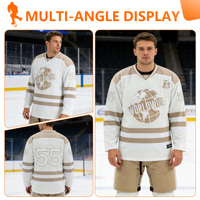 Camisetas de Hockey Rusas Vintage Personalizadas con Rayas Sublimadas y Bordado en Tela, Uniforme de Hockey sobre Hielo
