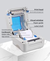 XP-490B 4x6 Label warna Printer kode batang termal 203DPI stiker tahan air untuk bisnis kecil tersedia