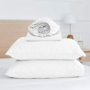 イージーフィットディープポケット寝具セットホワイト4ピースプレーンベッドシーツセットホテル用 - Product Image 3