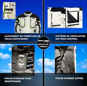 Chaqueta de Motociclismo TLA <span class=keywords><strong>EXPLORA</strong></span> LIGHT con Protectores Homologados CE, Forro Impermeable Extraíble, % Algodón, para Hombre y Mujer, Enduro - Product Image 3