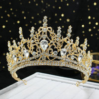 Qushine Grande Couronne de Reine en Cristal, Diadème de Mariée, Accessoires Capillaires pour Mariages et Concours de Beauté