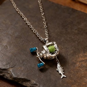 Colgante de carrete de pesca para pescadores, mini carrete de pesca, collar con colgante de carrete giratorio, llavero - Product Image 2
