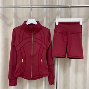 Fitness & Yoga Wear Gold Zipper Aloe Yoga Set Women'S Jacket High Waist Define Jacket Women Tracksuit for Women Yoga Legging Top