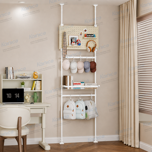 Scaffale portaoggetti multifunzione in metallo Kainice con pannello forato superiore, senza bisogno di forare, porta riviste - Product Image 2