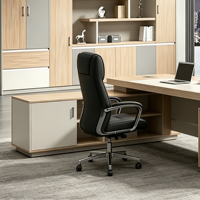 Escritorio Ejecutivo Moderno de Lujo con Almacenamiento, Escritorio Gerencial en Forma de L de Madera con Gabinete Lateral Blanco para Jefe
