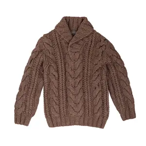 Suéter de lã tricotado à mão, novo design de alta qualidade, feito à mão, para crianças, meninos