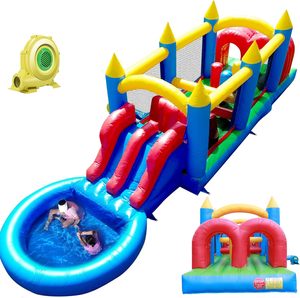 Residential <b>Inflatable</b> Bounce House Bouncy Castle Obstacle Course <b>Game</b> with Blower PVC Material Easy Setup - Product Image 6