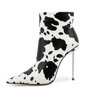 Bottines à talons métalliques fins et larges pour femmes, bout pointu, grande taille 45, chaussures à talons hauts respirantes, escarpins à talon aiguille - Product Image 2
