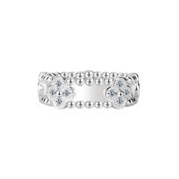 Bague en argent sterling S925 avec moissanite et trèfle à quatre feuilles