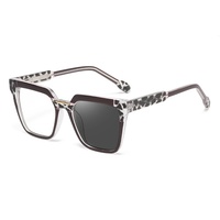 Nouvelles lunettes photochromiques pour femmes, style européen et américain, monture complète œil-de-chat, anti-lumière bleue, avec verres en PC